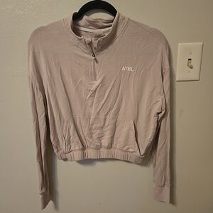 Abyl Cropped Long Sleeved 1/4 Zip Top Pink L